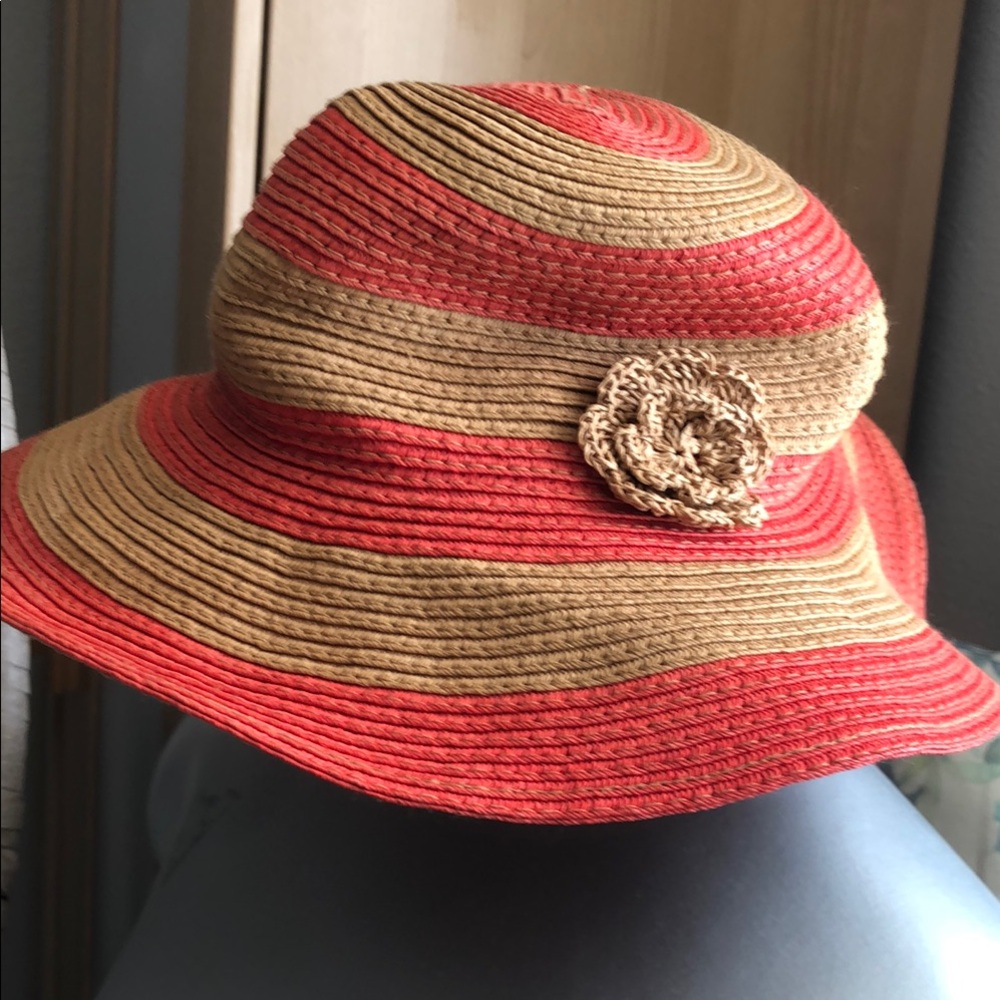 Janie and Jack Stylish Red and Tan Women's Sun Hat